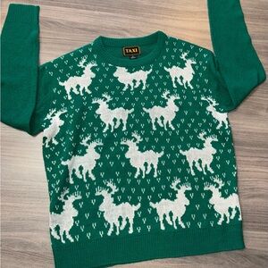Vintage Green Christmas Knit Sweater by Taxi- Size XL